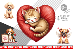 Kitsch Valentine Pets Clipart Product Image 1