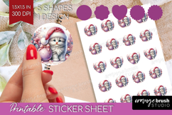 Kitten Pastel Christmas Round Sticker Coquette Xmas Product Image 1