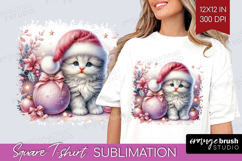 Kitten Pastel Christmas Square Tshirt Background Coquette Product Image 1