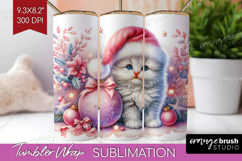 Kitten Pastel Christmas Tumbler Wrap Coquette Xmas Tumbler Product Image 1