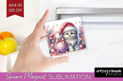 Kitten Pastel Christmas Magnet Sublimation Coquette Xmas Product Image 1