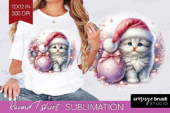 Kitten Pastel Christmas Round Tshirt Background Coquette PNG Product Image 1