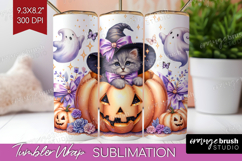 Kitten Halloween Tumbler Wrap Coquette Tumbler PNG Product Image 1