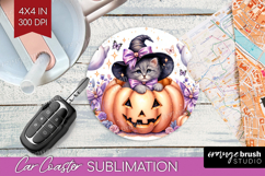 Kitten Halloween Car Coaster Coquette Coaster PNG Product Image 1