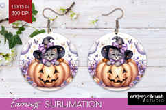 Kitten Halloween Round Earrings Coquette PNG Sublimation Product Image 1
