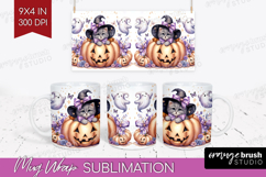 Kitten Halloween Mug Wrap Coquette Mug PNG Sublimation Product Image 1
