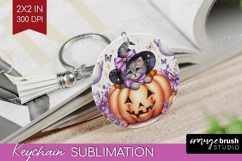 Kitten Halloween Keychain PNG Coquette Keychain Sublimation Product Image 1