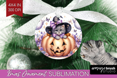 Kitten Halloween Ornament PNG Coquette PNG Sublimation Product Image 1
