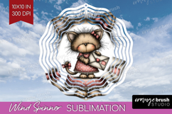 Kitten Valentine Wind Spinner Sublimation PNG Whimsical Product Image 1