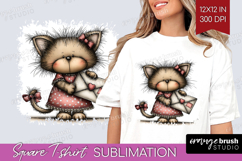 Kitten Valentine Square Tshirt Background Whimsical Animal Product Image 1