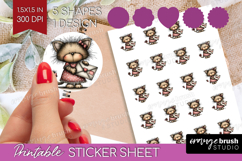 Kitten Valentine Round Sticker Whimsical Animal Printable Product Image 1