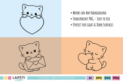kitten outline clipart for stickers