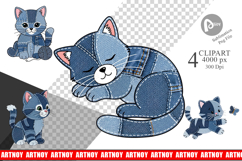 Kitten Denim Playtime Clipart Product Image 1