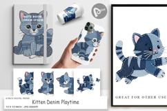 Kitten Denim Playtime Digital Paper Product Image 1