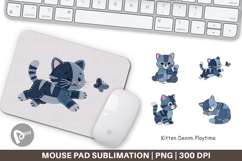 Kitten Denim Playtime Mouse Pad Product Image 1
