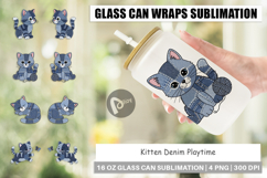 Kitten Denim Playtime Glass Can Product Image 1