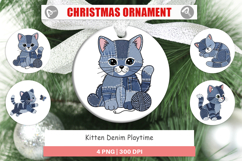 Kitten Denim Playtime Ornament Product Image 1