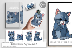 Kitten Denim Playtime Digital Paper Product Image 1