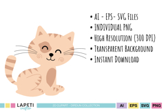 Kitten party decor graphics in soft pastel colors
