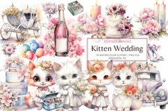 Cute Kitten Wedding Cliparts Bundle, Kitten Bundle, 18 PNG Product Image 1