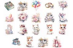 Cute Kitten Wedding Cliparts Bundle, Kitten Bundle, 18 PNG Product Image 2