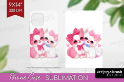 Kittens Valentine Phone Case PNG Cute Valentines Day Case Product Image 1