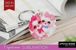Kittens Valentine Keychain PNG Cute Valentines Day Keychain Product Image 1