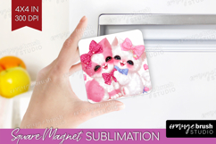 Kittens Valentine Magnet Sublimation Cute Valentines Day Product Image 1