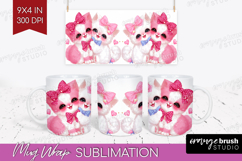 Kittens Valentine Mug Wrap Cute Valentines Day Mug PNG Product Image 1
