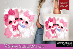 Kittens Valentine Tote Bag Cute Valentines Day Tote Bag PNG Product Image 1