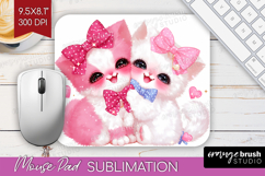 Kittens Valentine Mouse Pad Sublimation Cute Valentines Day Product Image 1