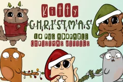 Kitty Christmas|10 adorable xmas feline PNG illustrations Product Image 1