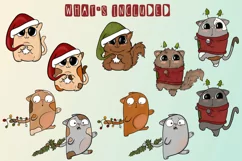 Kitty Christmas|10 adorable xmas feline PNG illustrations Product Image 2