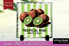 Kiwi Vintage Fruit Slate PNG Summer Square Slate Sublimation Product Image 1