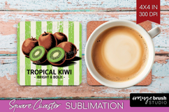 Kiwi Vintage Fruit Square Coaster Summer Coaster PNG Product Image 1