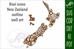 New Zealand icons with designs outline SVG laser cut file Product Image 3
