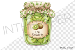 Fresh kiwi jam in a cute ribbon jar PNG marmalade syrup art Product Image 1