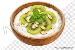 Kiwi Mint Almond Yogurt PNG Clipart Watercolor Fruit Dessert Product Image 1