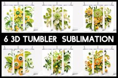6 3D Kiwi Flowers Tumbler Sublimation | Paper Quilling Product Image 1
