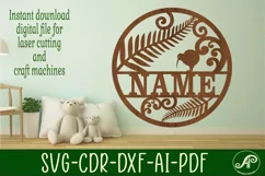 New Zealand theme name sign svg laser cut template Product Image 1