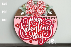 Happy Valentine&#039;s Day Door Hanger SVG | Hearts Welcome Sign Product Image 1