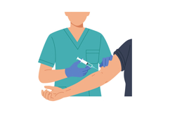 Medical professional administering vaccine injection in arm Product Image 1