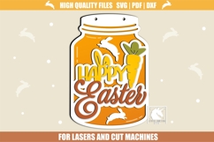 Happy Easter Mason Jar Sign SVG | Easter Bunny Door Sign SVG Product Image 1