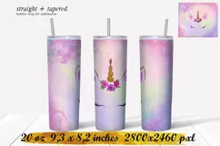 Unicorn tumbler,20 oz skinny tumbler sublimation png Product Image 1