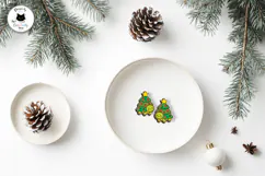 Cute Turtle Christmas Laser Cut Stud Earrings Product Image 2