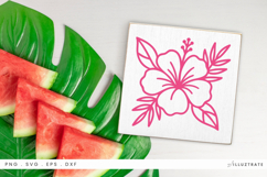 Pink Hibiscus Flower SVG Cut File Tropical Summer Floral Product Image 1