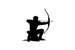 Kneeling Archer Aim Silhouette Illustration Design Product Image 1