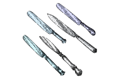 knife engraved silver set sketch hand drawn Product Image 1