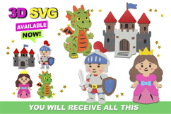 Princesses and Knight Elements 3D SVG Product Image 1