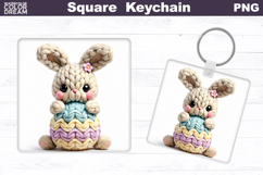 Cute Knitted Bunny Square Keychain Sublimation | Easter Baby Product Image 1
